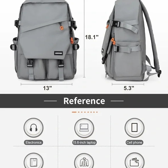 Backpack Waterproof College With Laptop Compartment Aesthetic Anti Theft Travel - Picture 8 of 12